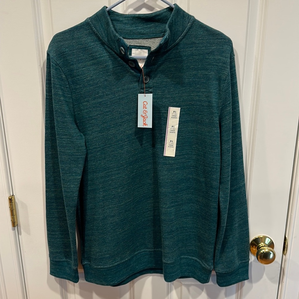 Cat & Jack MH Sweater Heather Green XL (16)
